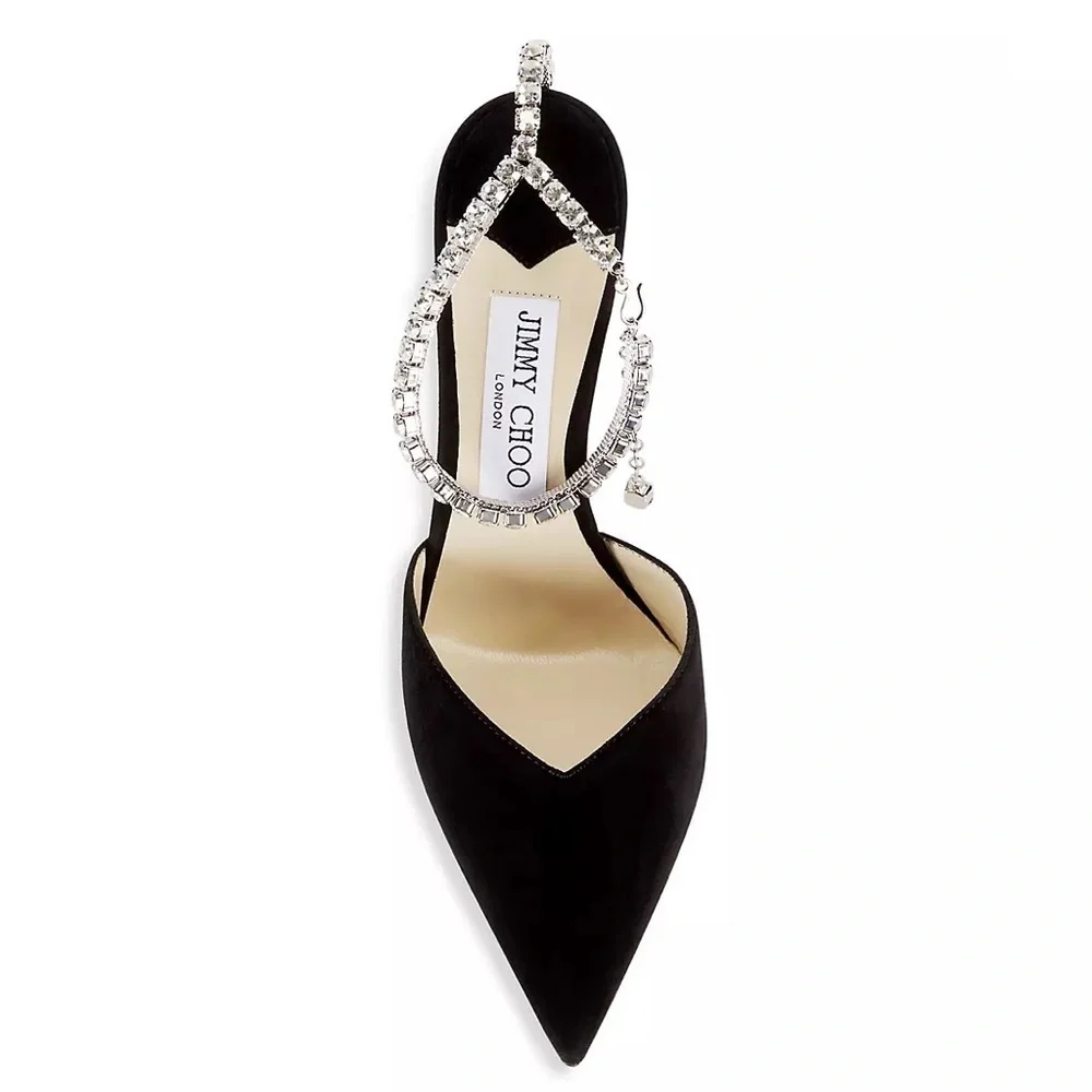 Jimmy Choo Saeda Suede Crystal Pump